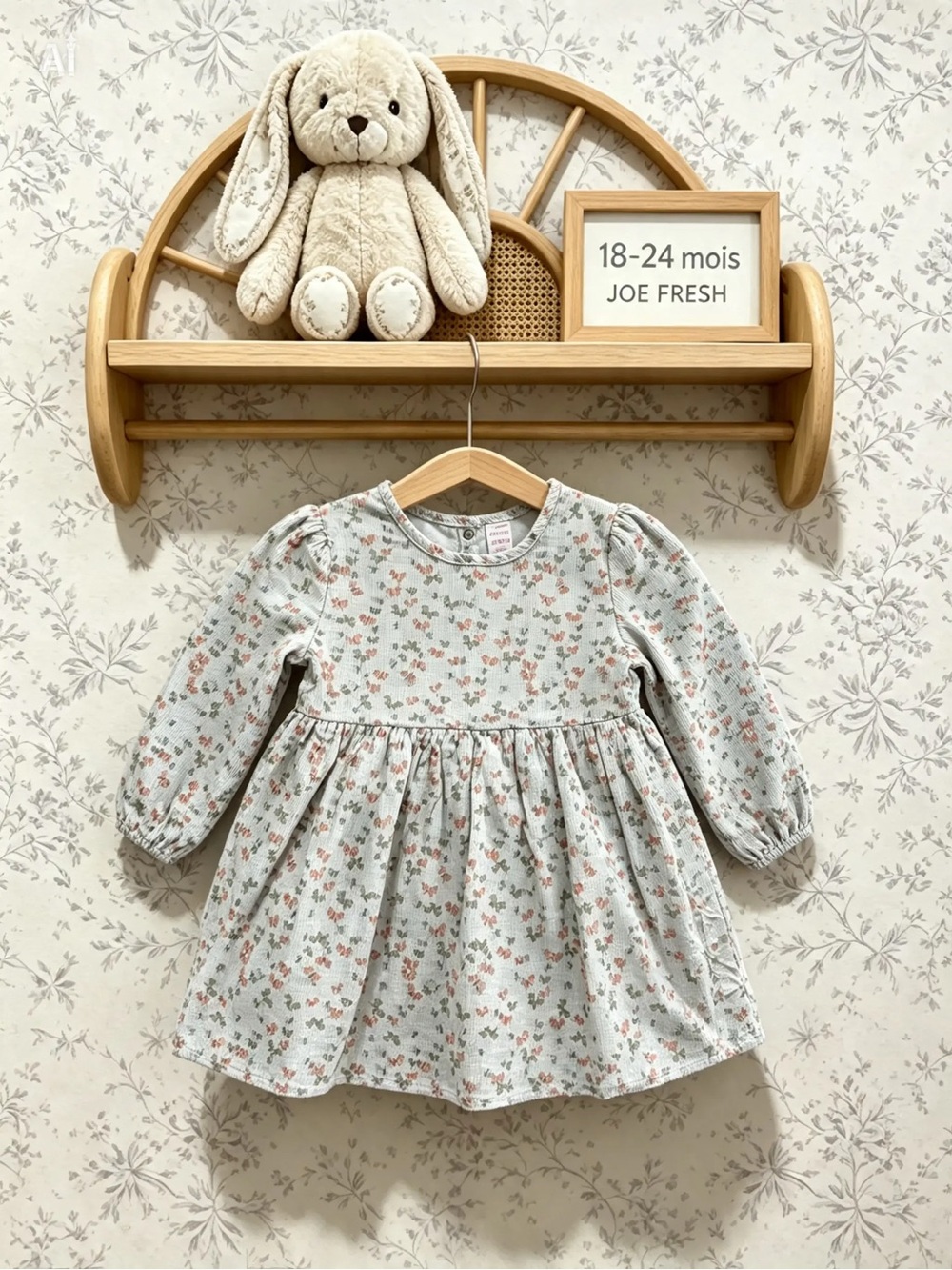 Joe Fresh Mint Green Floral Long-Sleeve Girls' Dress